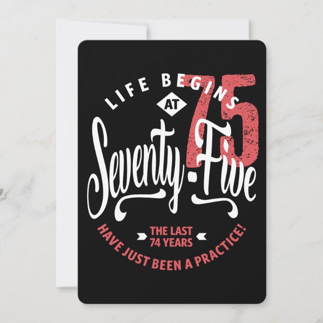 Livet börjar vid 75 | 75:e födelsedag kort (Framsida)