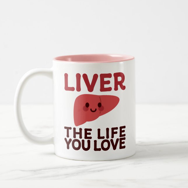 Livet du Kärlek - Cute Liver med en sjömil Två-Tonad Mugg (Vänster)