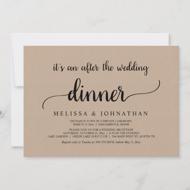 Livet Efter Bröllop Rustikalt Bröllop Elopement Mi Inbjudningar (Framsida)