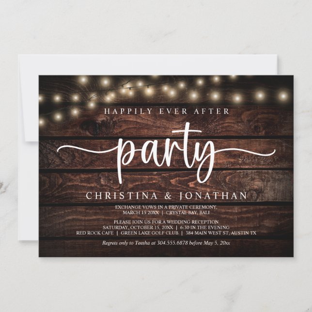 Livet Efter Detta-fest,  String Lights Elopement Inbjudningar (Framsida)