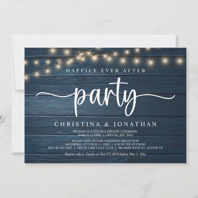 Livet Efter Detta-fest,  String Lights Elopement Inbjudningar (Framsida)