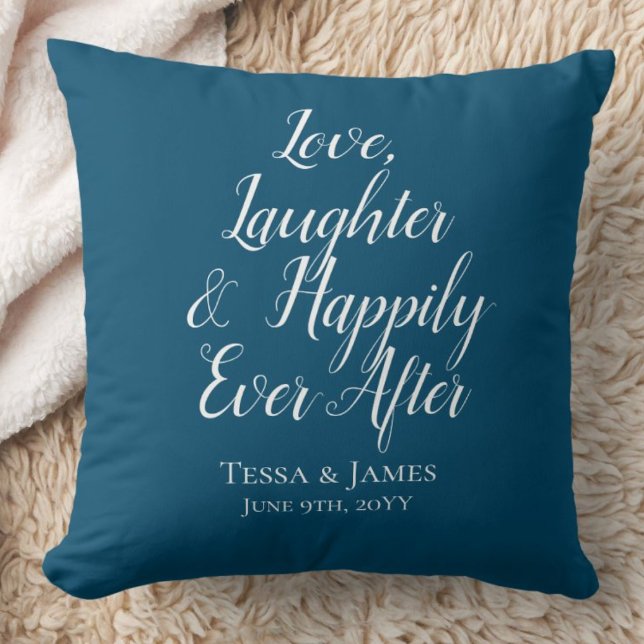 Livet Efter Lycklig Sjöblå Kuddthrow Kudde ("Everyday is abundantly beautiful." 
Sincerely Best Wishes from Lucky Design World)