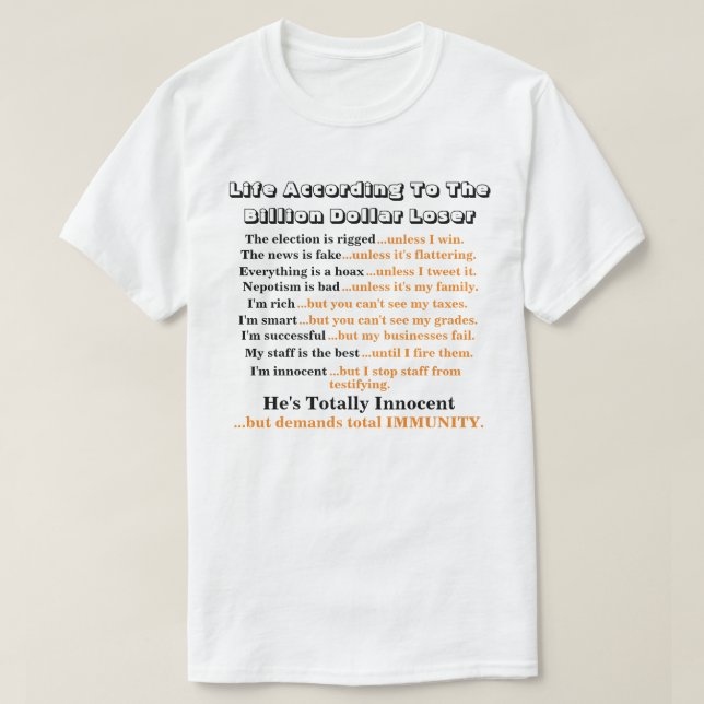 Livet enligt miljarddollarns förlorare....... t shirt (Design framsida)