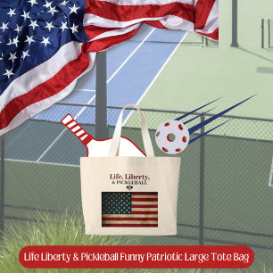 Livet Frihet & Pickleball Roligt Patriotiskt Jumbo Tygkasse