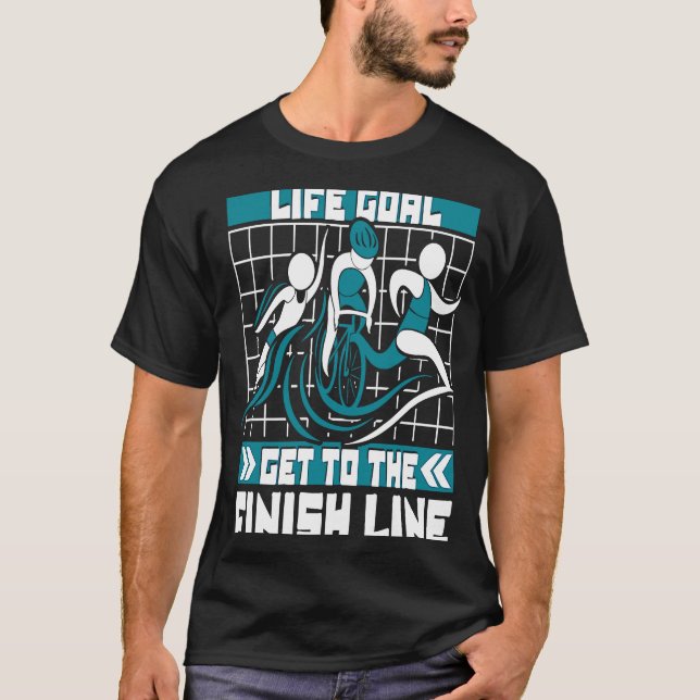 Livet går till den Avslutat linjen Triathlete Bike T Shirt (Framsida)