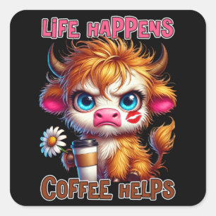 Livet Händer Kaffe Hjälper Fyrkantigt Klistermärke