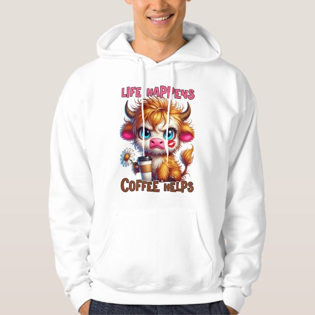 Livet Händer Kaffe Hjälper  Hoodie (Framsida)