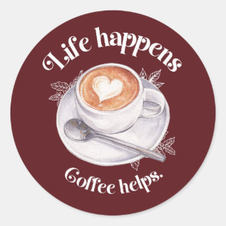 Livet Händer Kaffe Hjälper Latte Art Klistermärke