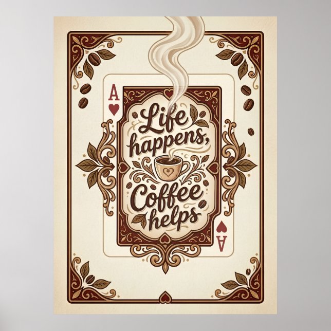 livet händer kaffe hjälper poster (Framsidan)