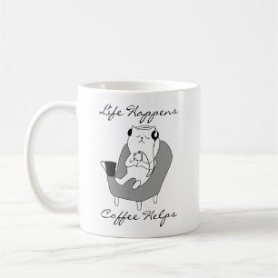 Livet Händer Kaffet Hjälper Sött Roligt Katt-tema Kaffemugg