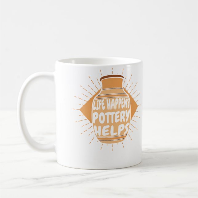 Livet Händer Krukmakeri Hjälper Hobby Krukmakare P Kaffemugg (Vänster)