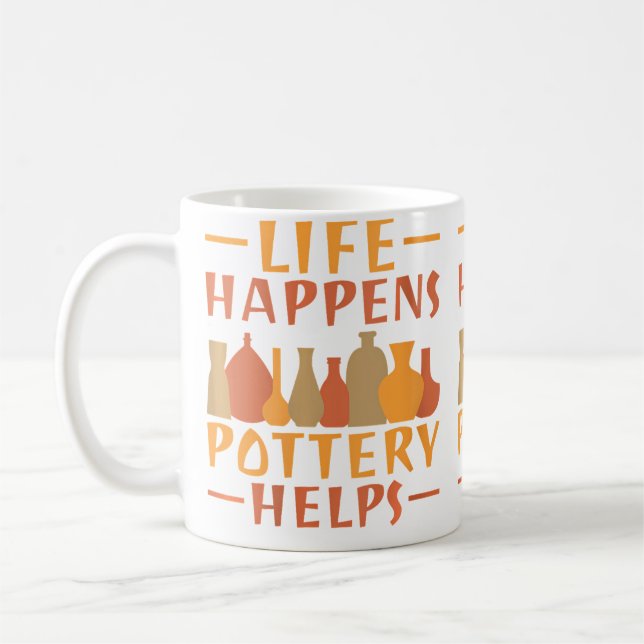 Livet Händer Krukmakeri Hjälper Krukmakeri Kaffemugg (Vänster)