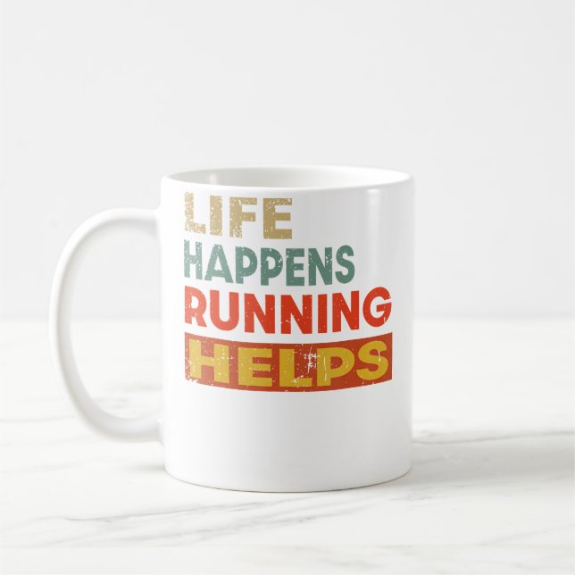 Livet Händer Löpning Hjälper Rolig Löpare Kaffemugg (Vänster)
