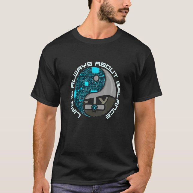 Livet handlar alltid om balans, Yin och Yang Euro. T Shirt (Framsida)