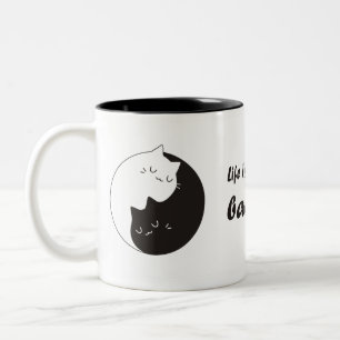 Livet handlar bara om balans Cat Yin Yang Två-Tonad Mugg