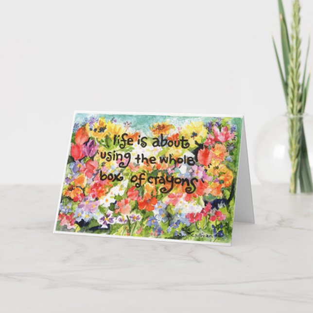 Livet handlar om att använda hela lådan med kritor kort (Framsida)
