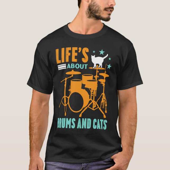 Livet handlar om Drums och Cats konsert Gig Rrytm  T Shirt (Framsida)