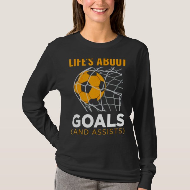 Livet handlar om mål och assistenter t shirt (Framsida)