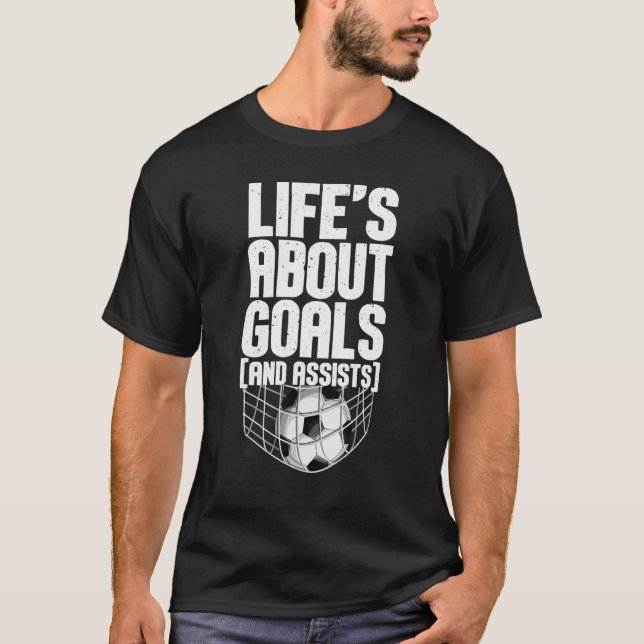 Livet handlar om mål och assisterar futbol 14 t shirt (Framsida)