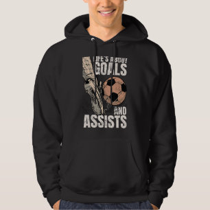 Livet handlar om mål och hjälper fotbollsspelaren hoodie