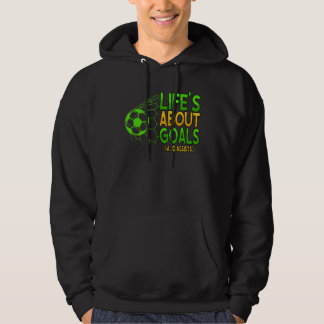 Livet handlar om mål och hjälper fotbollsspelaren hoodie