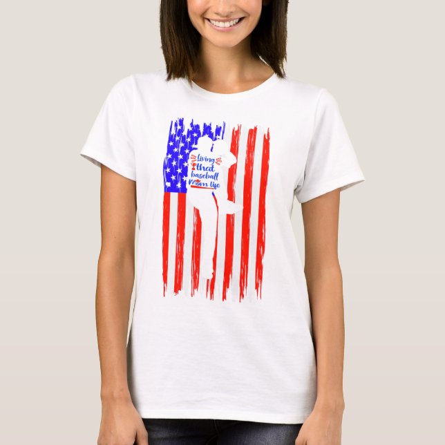 Livet i Baseball Mamma T Shirt (Framsida)