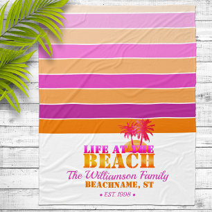 Livet i Beach-Shock rosa och Orangen Fleecefilt
