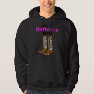 Livet i Boots Land Cow Girl Vin Hoodie