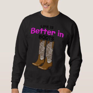 Livet i Boots Land Cow Girl Vin Lång Ärmad Tröja