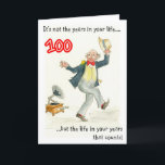 "Livet i dina år" 100:e födelsedagskortet Kort<br><div class="desc">Ett 100-årskort för en man med en penna och tvättar utformningen av en man som dansar till musik från en gramofon. Citatet kommer från Abraham Lincoln. Se även matcha mugg.</div>