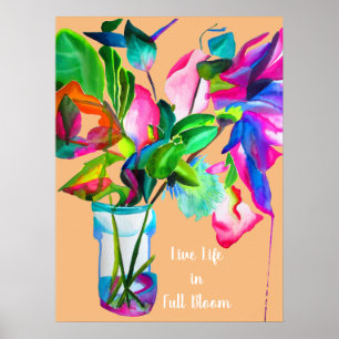 Livet i fullt-blomman citerar modern vattenfärgsko poster