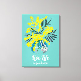 Livet i fullt-blomman Gult Wattle Mimosa-blomman Canvastryck