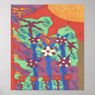 Livet i Garden Abstrakt Art Poster Skriv ut
