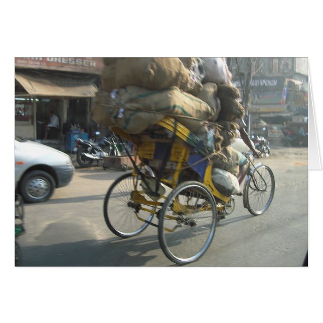 Livet i Indien: Bicycle Rickshaw Hälsningskort (Framsidan Horizontal)