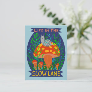 Livet i Lane Cute Snigel Mushroom Vykort