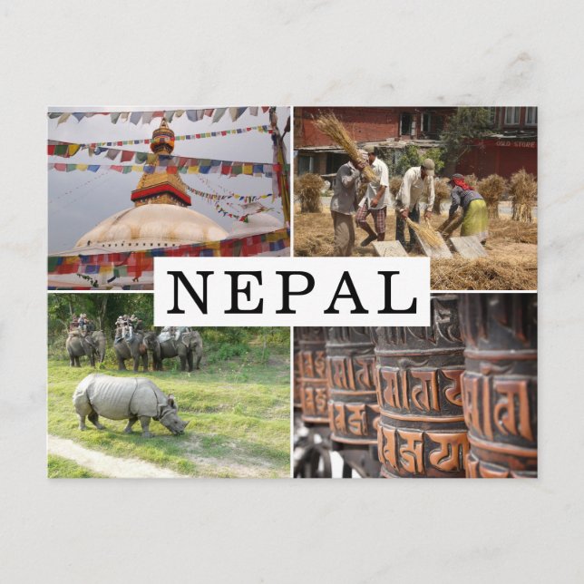 Livet i Nepal-turnéfotokollage Vykort (Framsida)