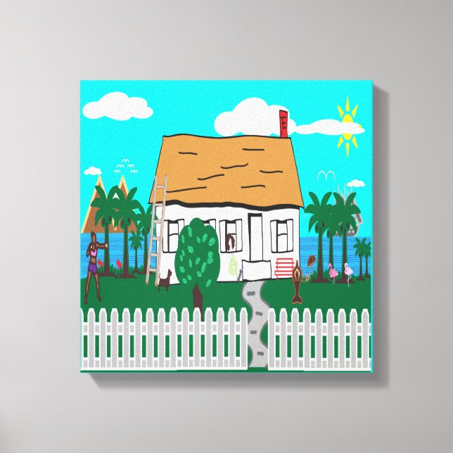 Livet i stranden canvastryck (Framsida)