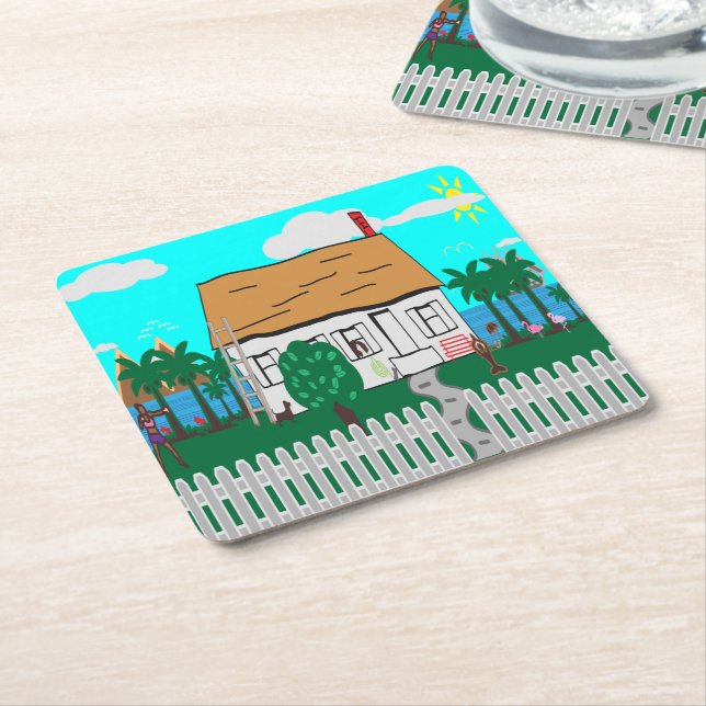 Livet i stranden underlägg papper kvadrat (Vinklad)