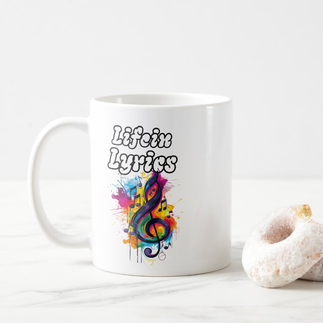 "Livet i texter" färgnoter typografi design Kaffemugg (Med munk)