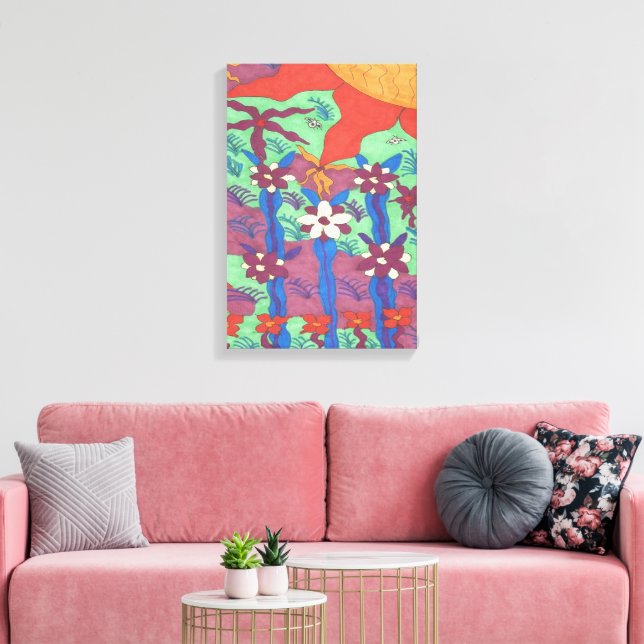 Livet i trädgården Boho Art Canvastryck (Insitu (Vardagsrum))