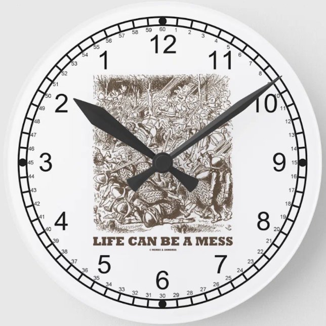 Livet kan vara ett  underland bakåtriktat sluss An Rund Klocka (Showcase your Wonderland attitude with this backward clock w/ the caption "Life Can Be A Mess")