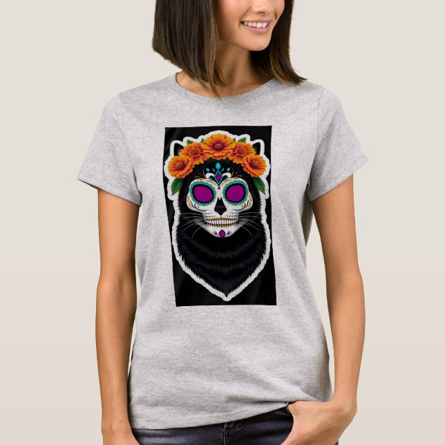 LIVET LEVANDE SVART KATT T SHIRT (Framsida)