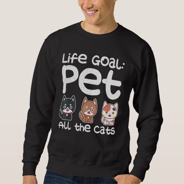 Livet mål Pet all Cats Kitten Art Lång Ärmad Tröja (Framsida)