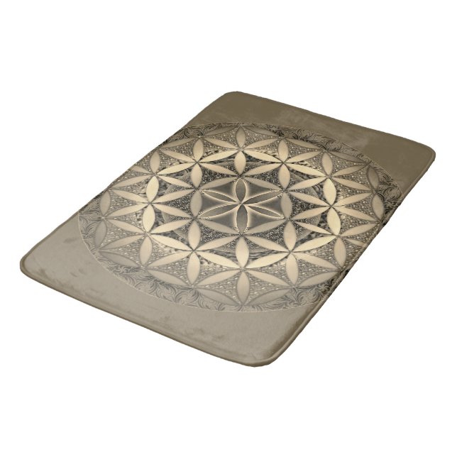 Livet Mandalas blomma i Sepia Färg Badrumsmatta (Vinklad)