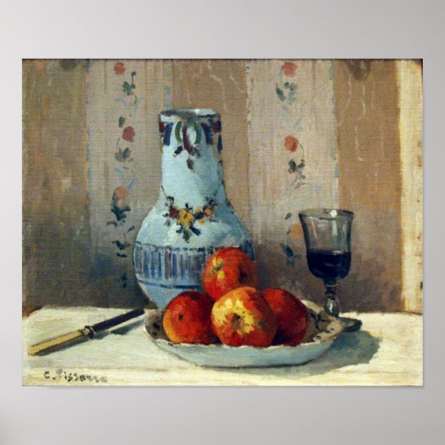 Livet med äpplen och Pitcher - Pissarro Poster (Framsidan)