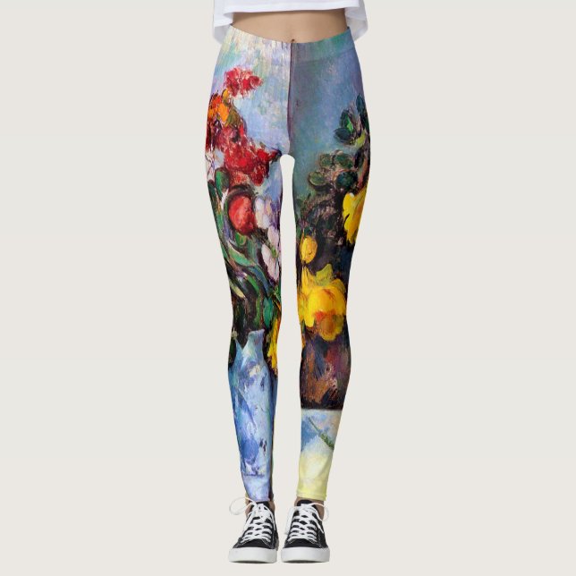 Livet med blommor i Vas, Paul Cezanne Leggings (Framsida)