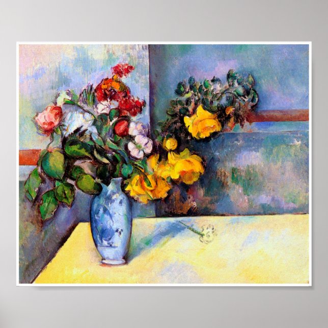 Livet med blommor i Vas, Paul Cezanne Poster (Framsidan)