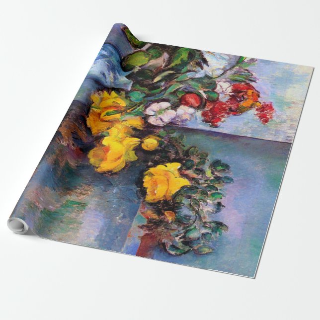 Livet med blommor i Vas, Paul Cezanne Presentpapper (Utrullad)