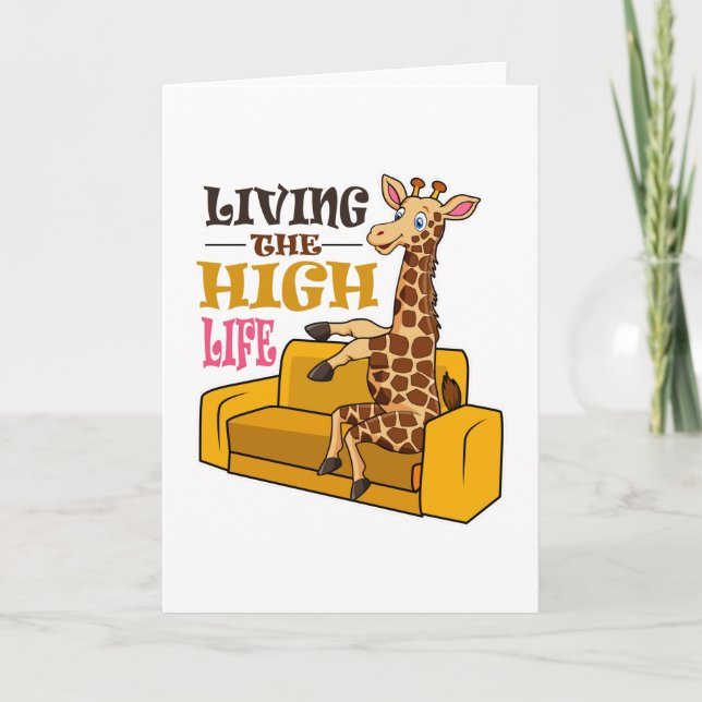 Livet med den berömda Giraffe Sitta på soffa Kort (Framsida)