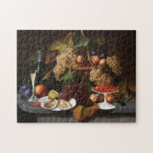 Livet med frukt-, ostron- och vin-målning